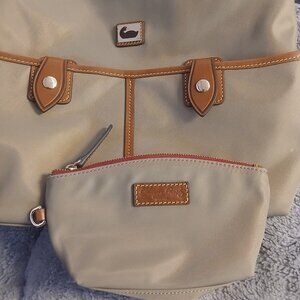 Dooney & Bourke 'olive' colored nylon shoulder/hobo bag with coin purse